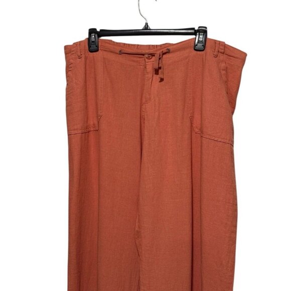 Just Living Linen Blend Womens XL Wide Leg Pumpkin Orange Drawstring Pants - Picture 3 of 11